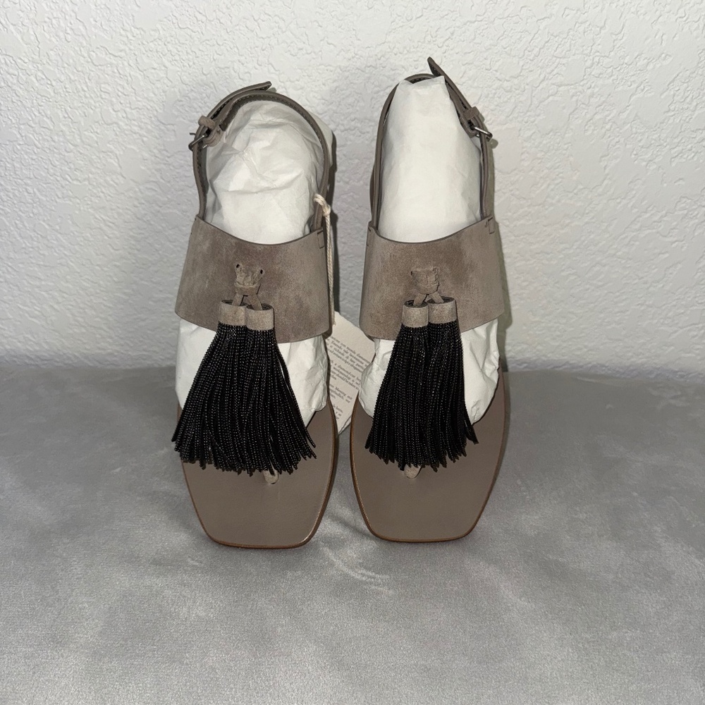 Brunello Cucinelli Suede Sandals with Precious Tassel - Picture 12 of 14